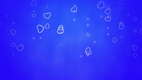 corazones románticos blancos sobre un fondo azul brillante