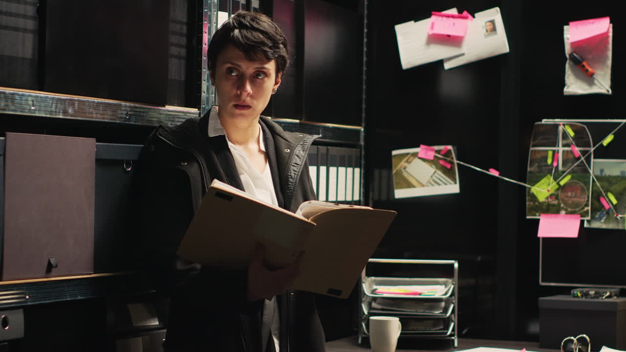 Detective Investigating a Crime Case in Office