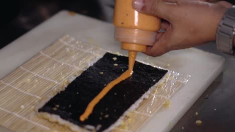 sushi recipe japanese food making closeup view