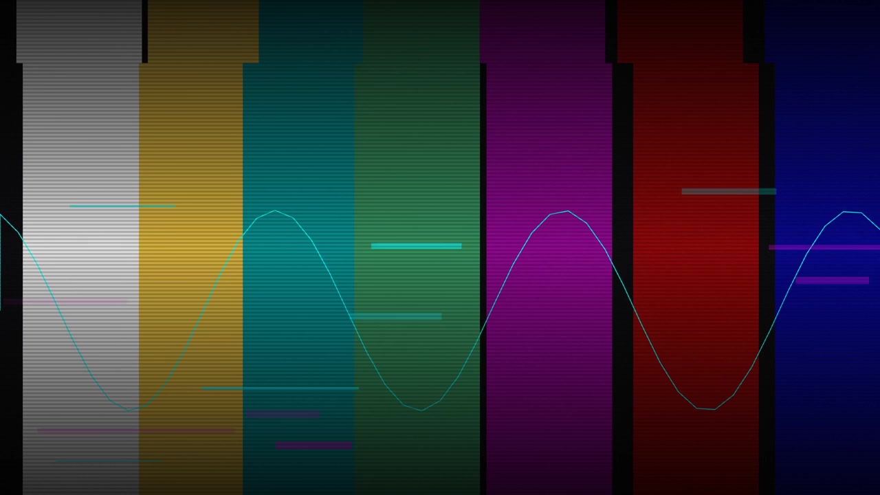 Efecto de fallo digital en patrón de prueba de barras de color de televisión
