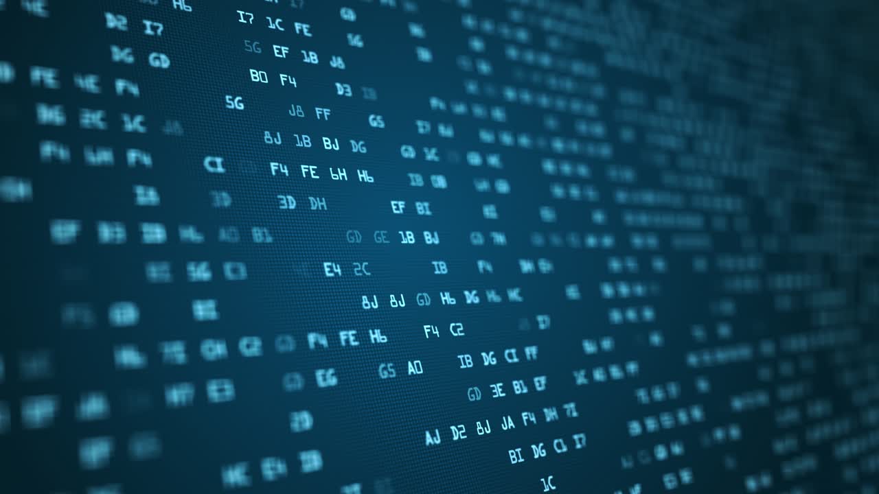 Futuristic information technology background. binary code high tech background. Random Animation of Hexadecimal Digital codes