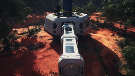 futuristic mars habitat in red desert landscape