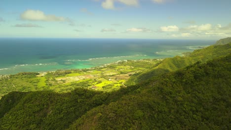 ocean and coastline reveal while flying in hawaii