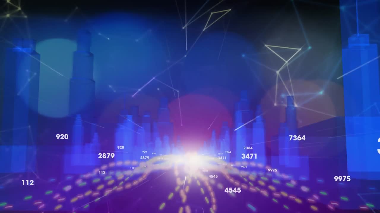연결 네트워크에 대한 3d 도시 모델을 통해 여러 번 변경되는 숫자