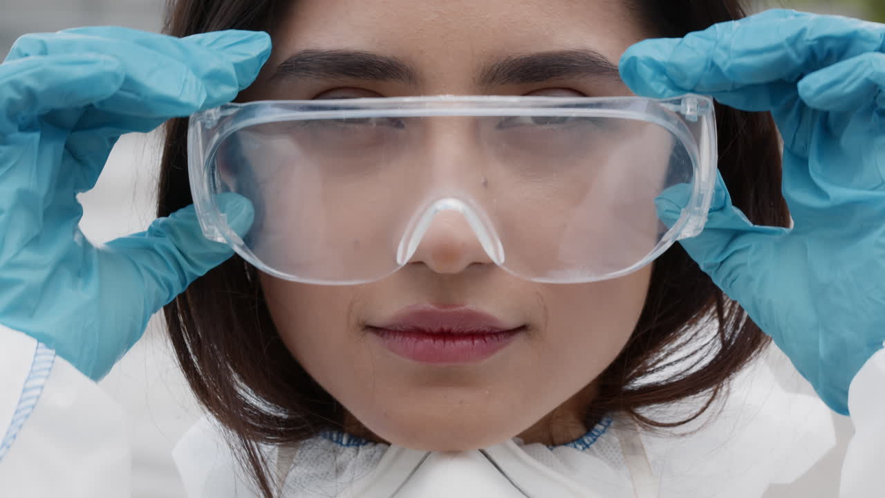 mujer con equipo de protección