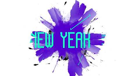 Happy-New-Year-text-with-blue-watercolor-ink-on-white-gradient