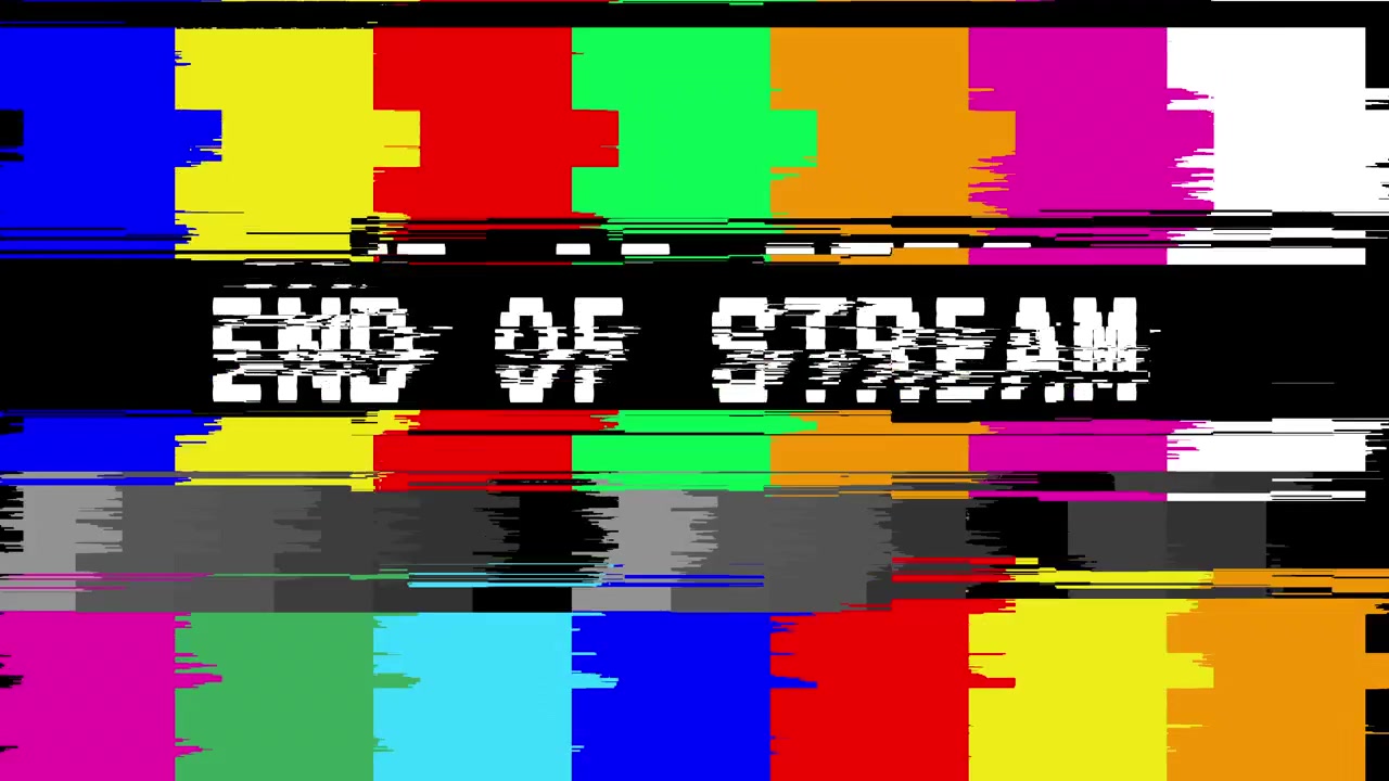 Glitchy End of Stream Message on TV Color Bars