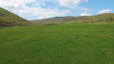 drone volador de bajo nivel en campo. 50 fps