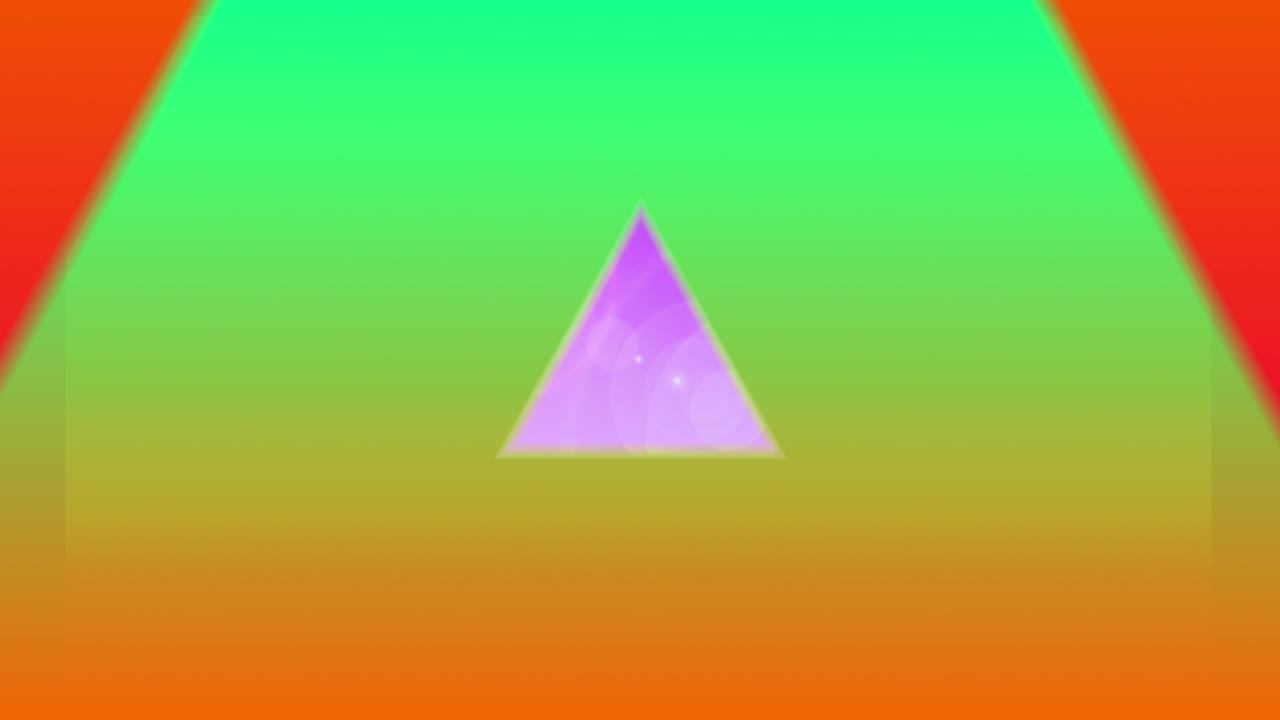 múltiples formas de triángulos coloridos que se mueven contra un fondo negro