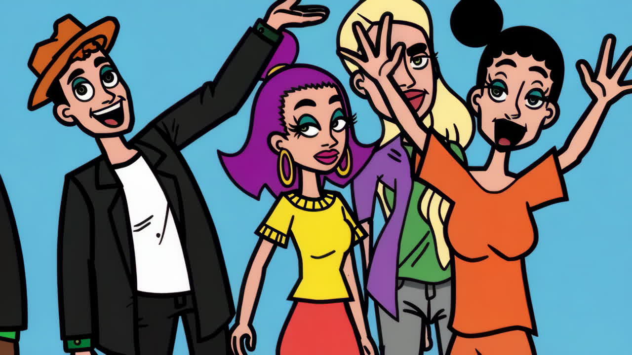 Diverse Animated Cartoon Characters