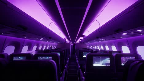 purple lit airplane interior