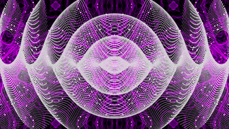 animación de formas lineales blancas y rosadas que se mueven sobre un fondo negro