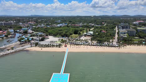 ban amphur beach in thailand with aerial drone views.