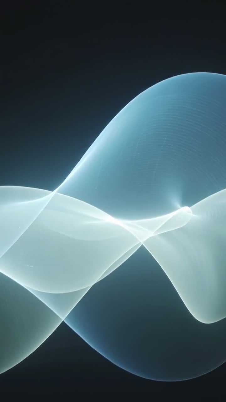 Vertical video: Frames advancing bluish ribbons flowing over dark screen, forming bright crosses