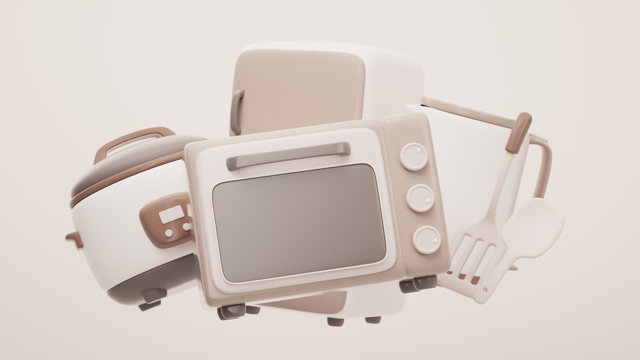 만화 스타일의 부 가전제품의 루프 애니메이션, 3d 렌더링