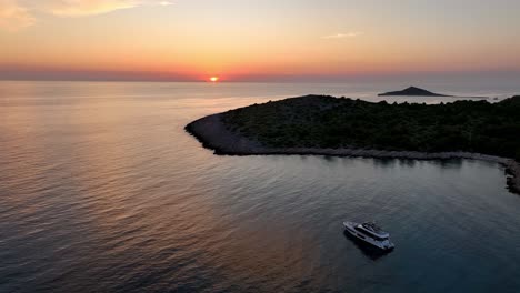 sunset over kornati island group - national park in croatia aerial