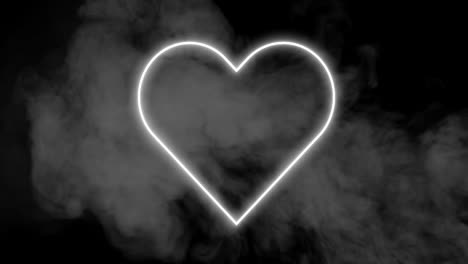 signo de corazón de neón con humo 4k