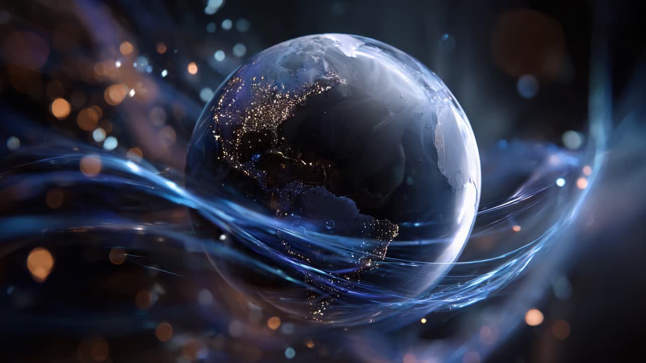 A Stunning Visualization of Earth in Motion with Bright Lights and Dynamic Swirls Depicting the Pulse of Our Planet's Energy and Life Force