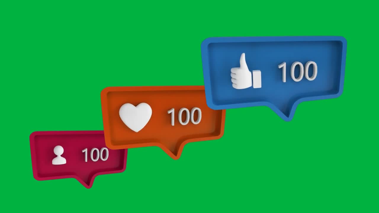 Premium stock video - Icons with increasing count in social media