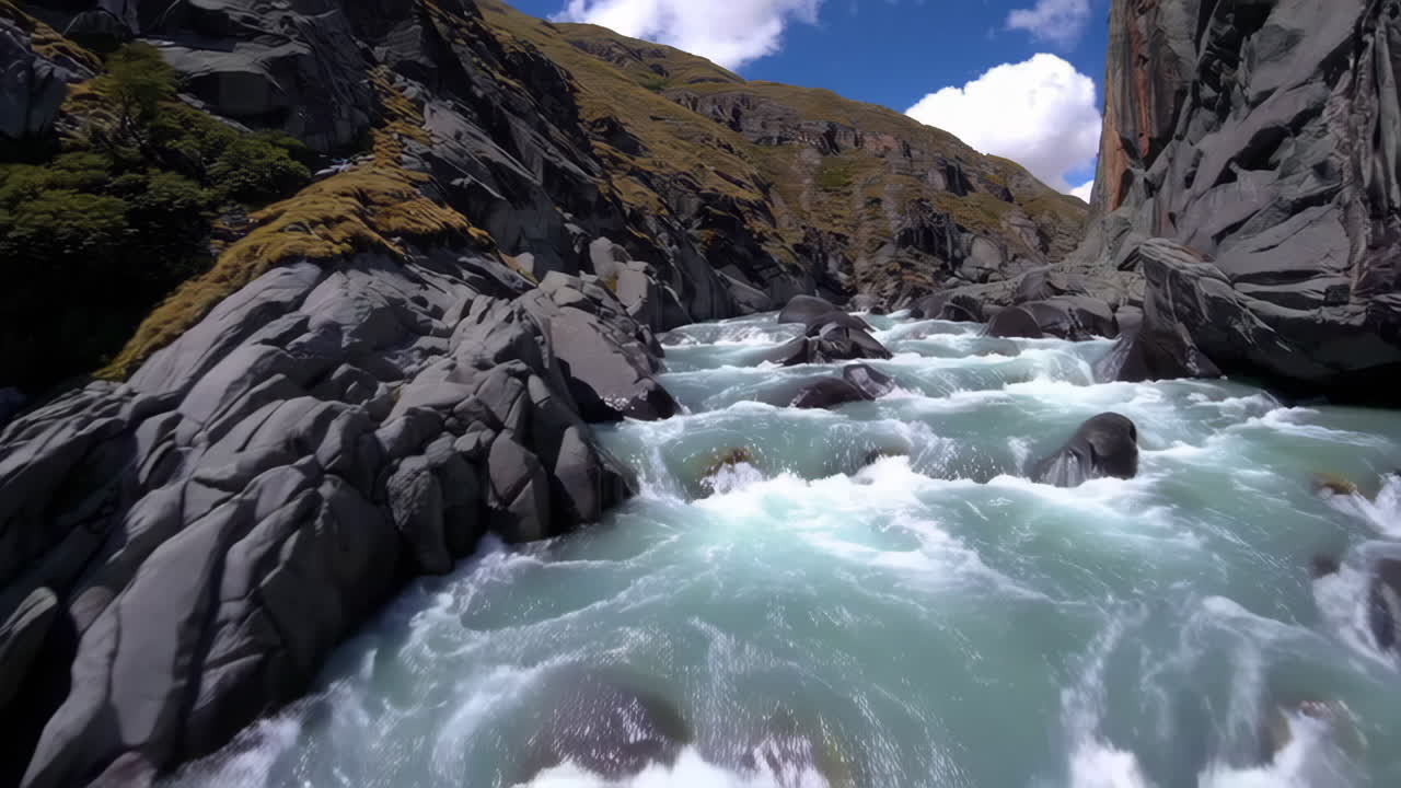 Rushing River Through a Rocky Mountain Gorge