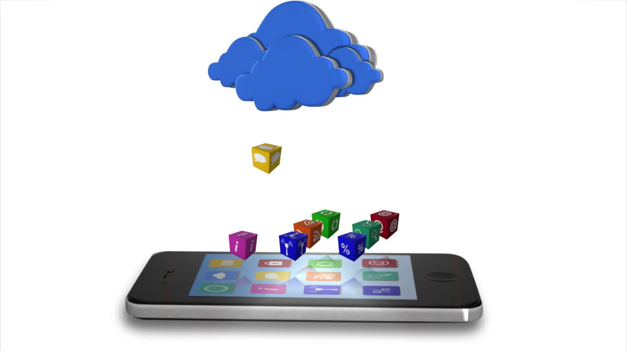 Computer app icon over smartphone