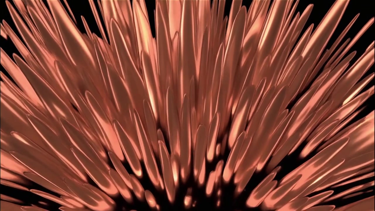 Abstract 3D Animation of Expanding Copper Spikes