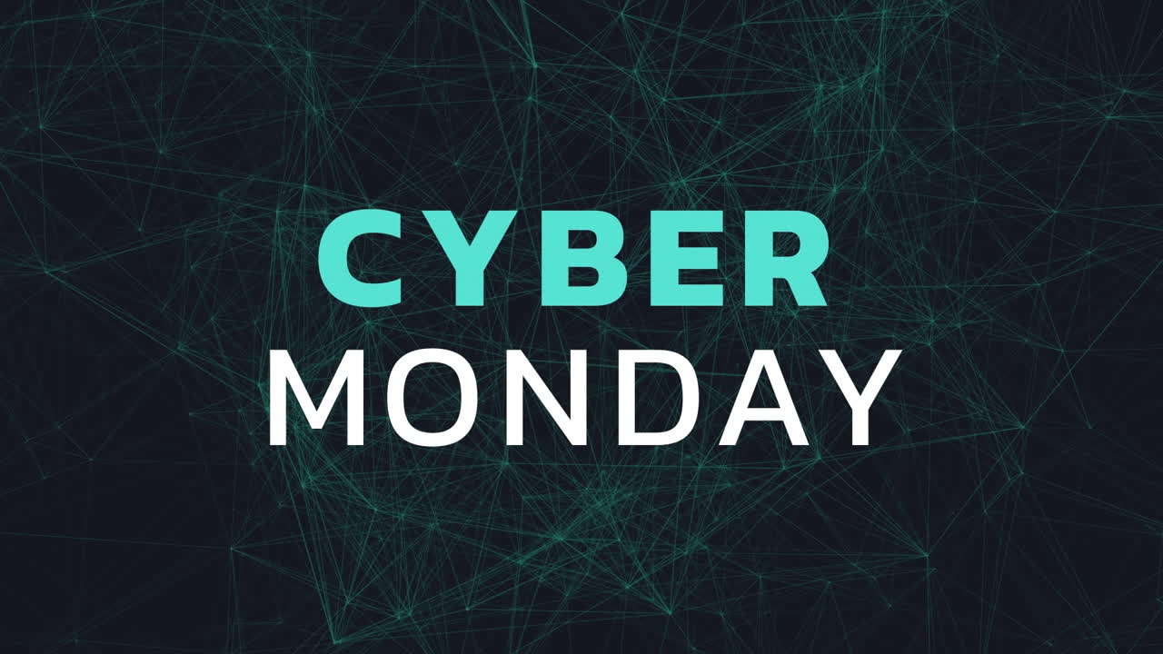 Cyber Monday sign against connecting lines 4k