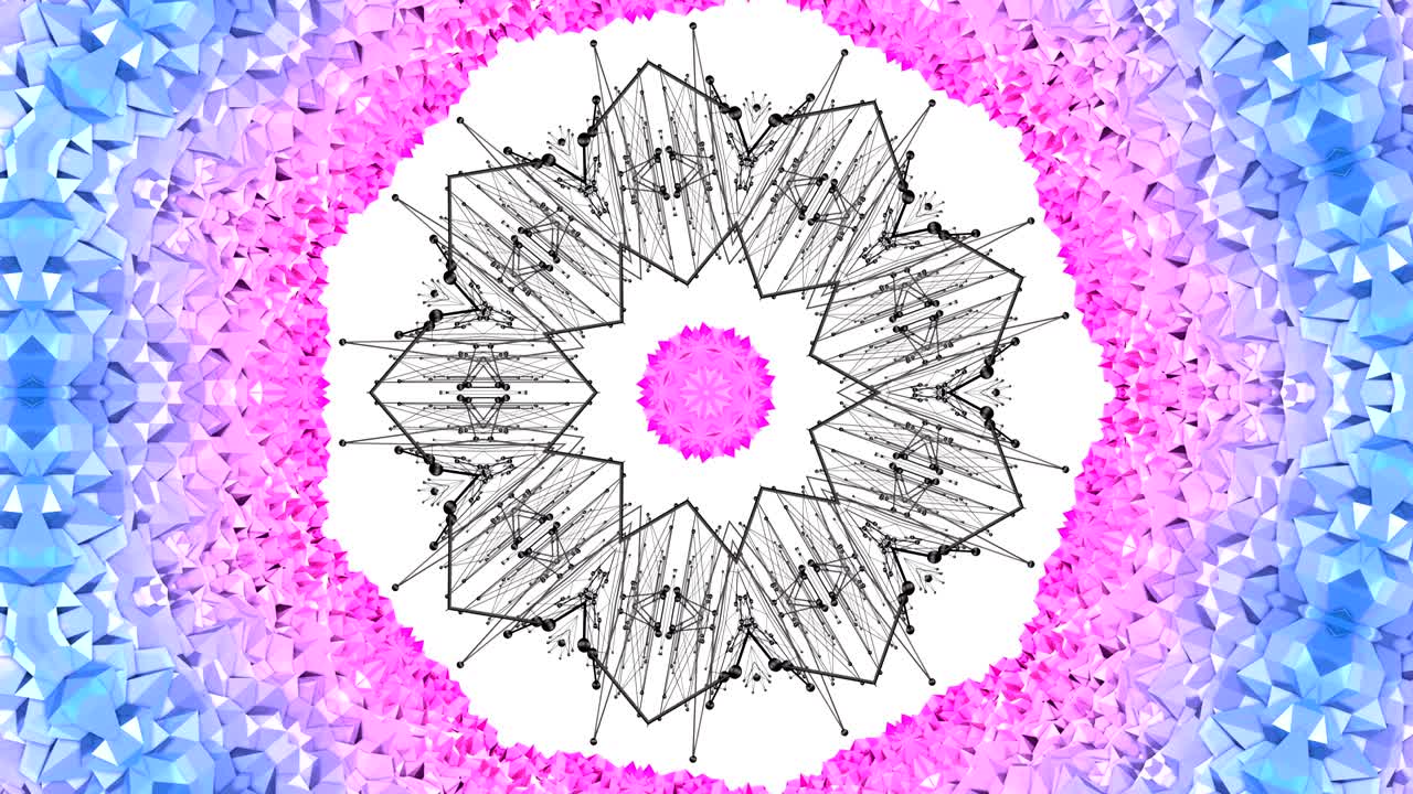 4k limpio bajo poli fondo animado en bucle. animación 3d sin costuras en estilo geométrico moderno con colores de gradiente modernos. fondo creativo simple. colores de gradientes rojos azules, estructura circular 3