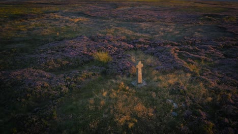 aerial view of old ralph a medieval stone cross on the north york moors