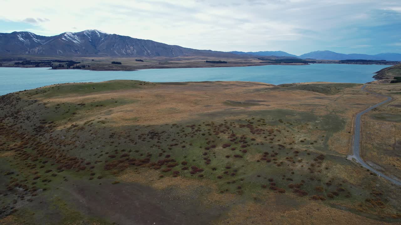Aerial View Of Lake Tekapo And Mountains In The Early Morning In South Island, New Zealand.