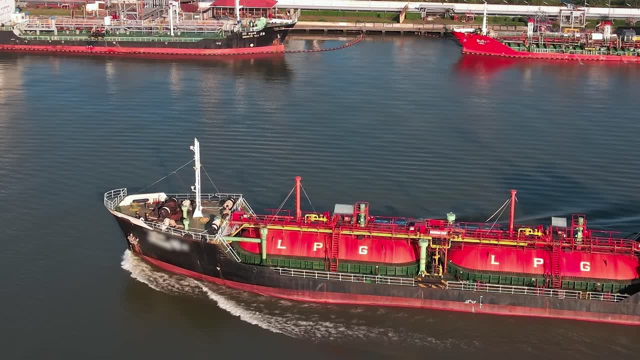 Aerial view of ships on water in Bangkok near the port area