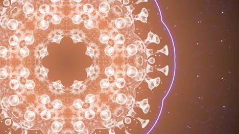célula de virus dentro de un cuerpo humano en un círculo brillante spinnnig e iluminando.