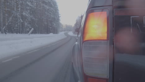 winter drive on a snowy road