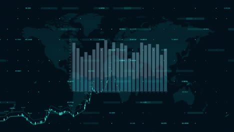 animation of diverse graphs and financial data on black background