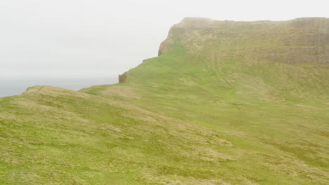 iceland - cliffs of hornstrandir in north westfjords peninsula, aerial drone flyover