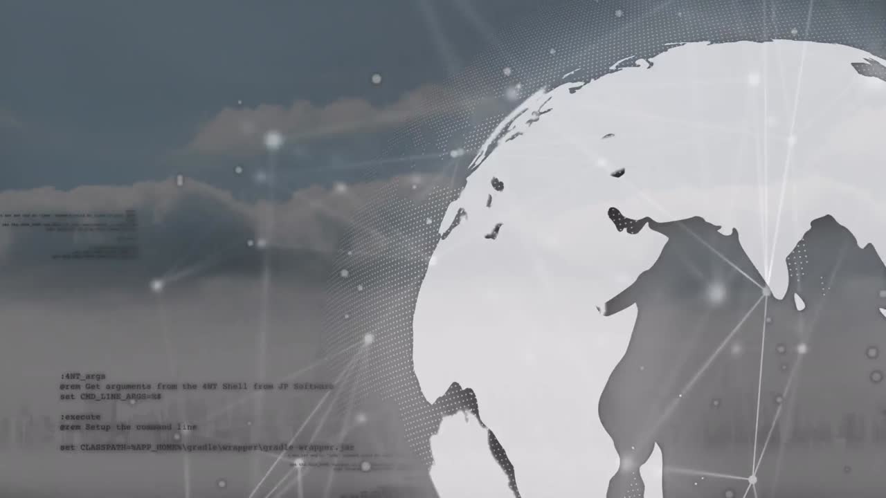 지구의 애니메이션, 구름 위의 연결 및 데이터