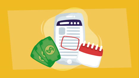 aplicación móvil de pago, calendario y finanzas