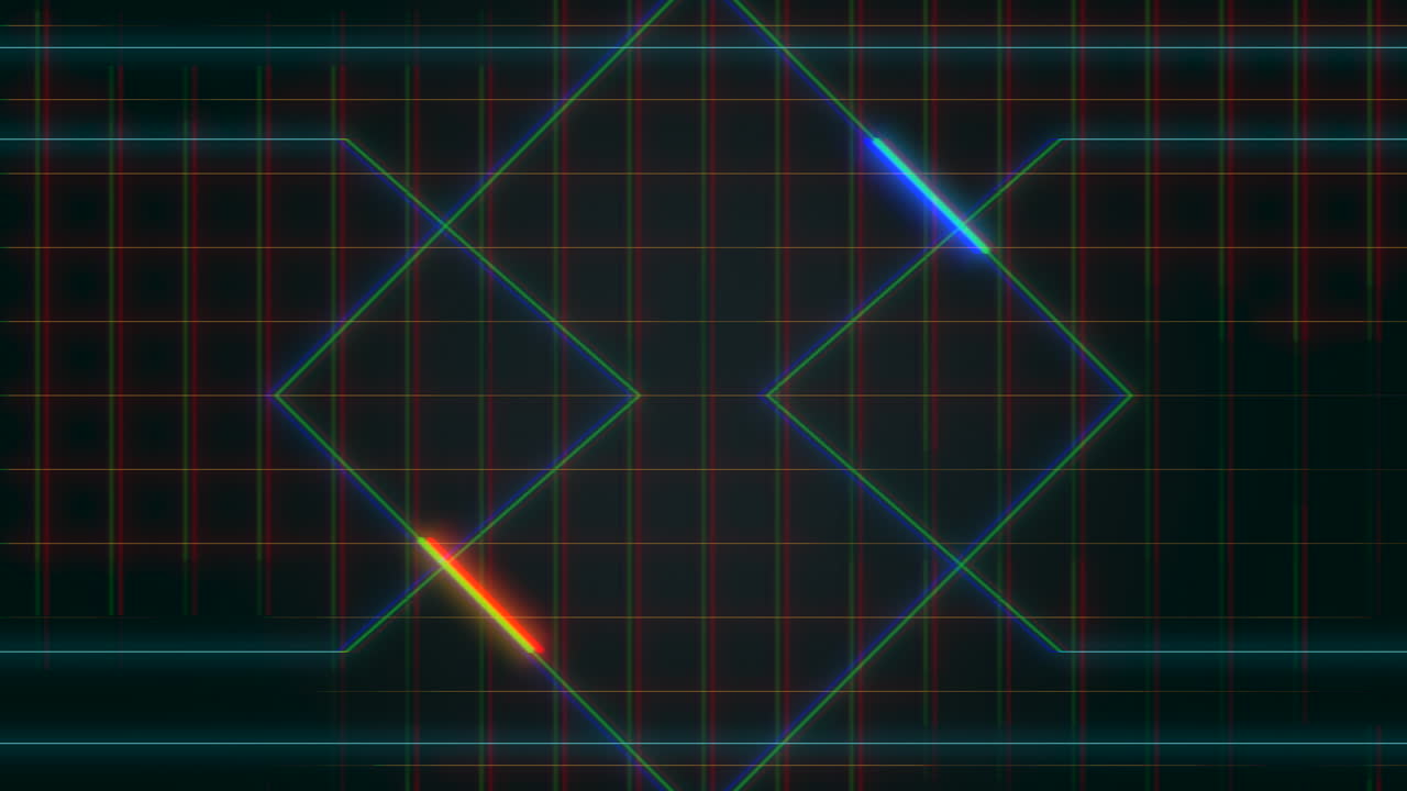 라인과 그리드가 있는 네온 디지털 화면