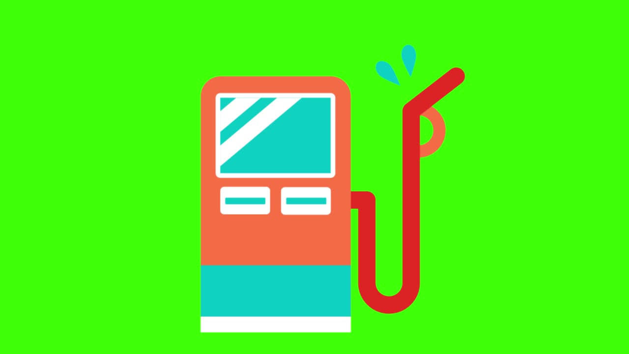 4k에서 녹색 화면에 고립 된 주유소의 다채로운 간단한 애니메이션