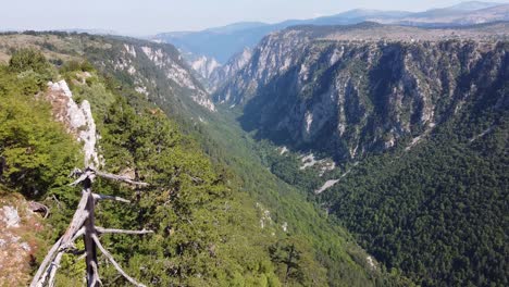 vidikovac canyon in durmitor national park, montenegro - aerial forward