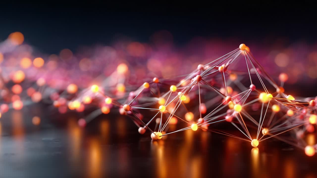 Illuminated Molecular Structure in Abstract Design: A Visual Representation of Connectivity in a Digital Universe, Showcasing a Blend of Science and Art