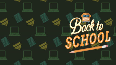 Animation-Von-Back-to-School-Texten-über-Schulsymbolen