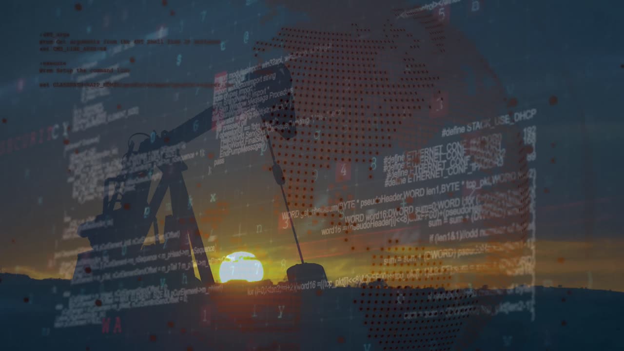 검은색 바탕에 프잭 위에 있는 지구로 데이터 처리의 애니메이션