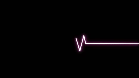 neon heartbeat on black isolated background. 4k seamless loop animation. background heartbeat line neon light heart rate display screen medical research