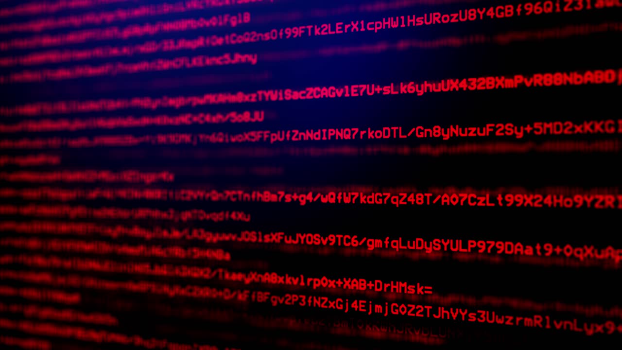 Closeup of developer browsing html code on the computer screen loop animation html web page code