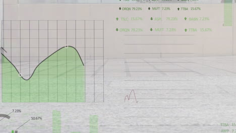 Animation of statistical data processing over white background
