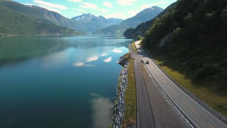 aerial footage road in norway. beautiful nature norway