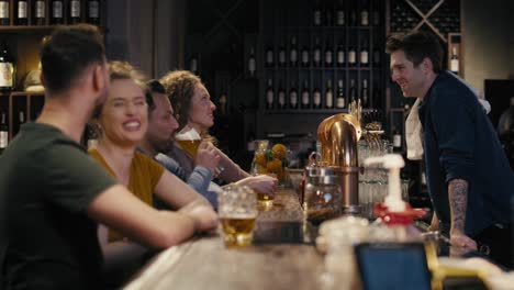 group of friends spending time in the pub