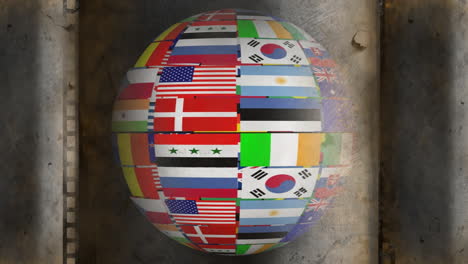 rotating globe made of national flags