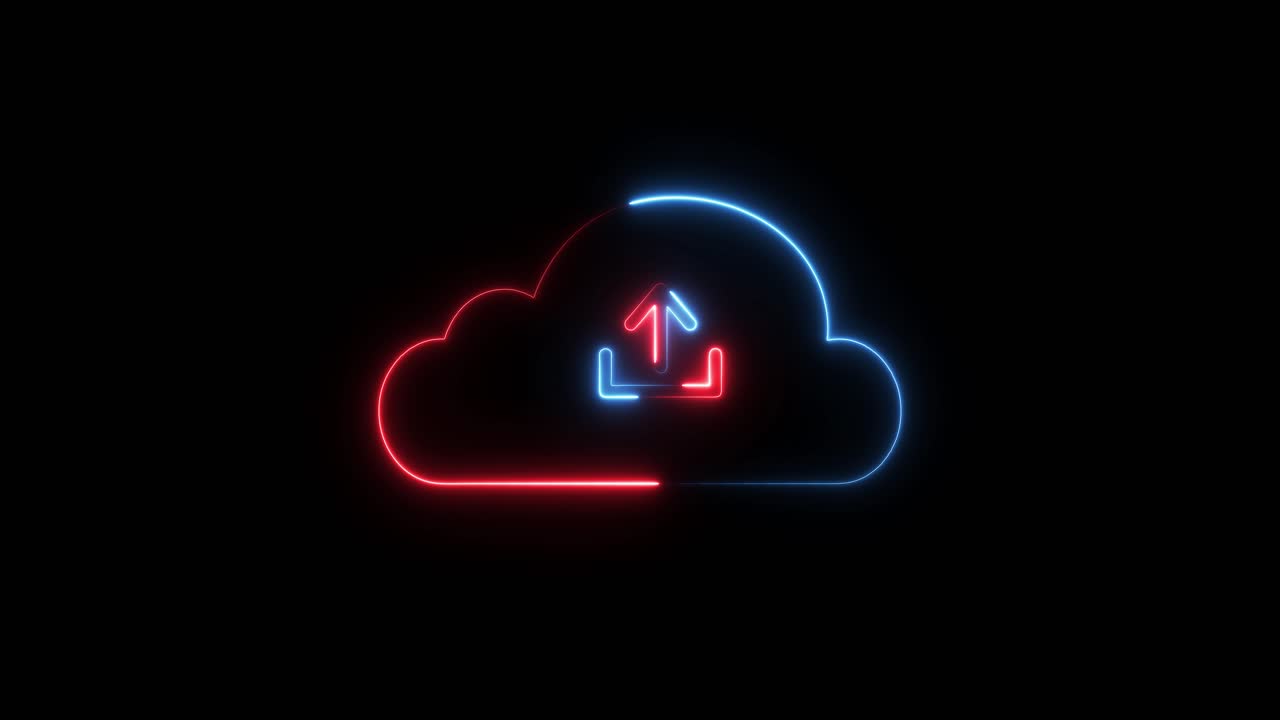 Neon cloud upload icon